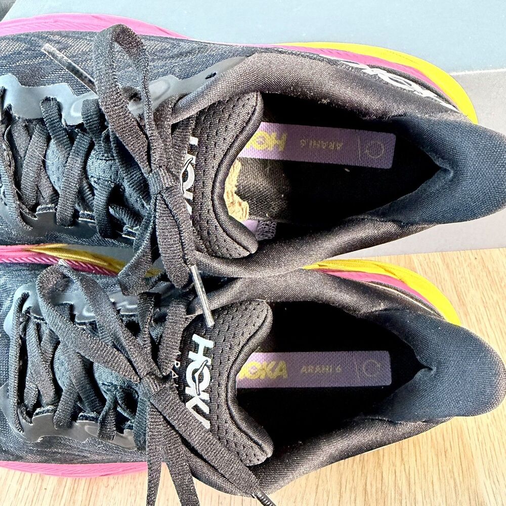 Hoka One One Black Pink Yellow Women's Athletic Running Shoes - Picture 12 of 12
